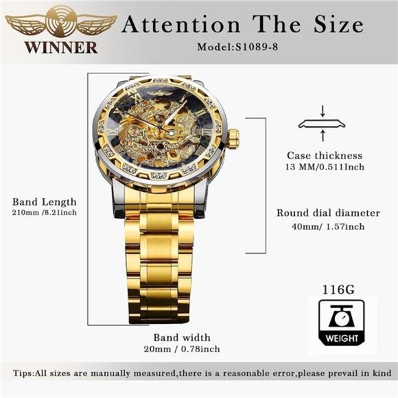 Retro Manual Mechanical Skeleton Watch with Diamond and Carving Flower, Gold 1 - Picture 3 of 6